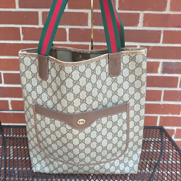 Gucci Beige GG Canvas Tote with Red and Green Straps - Picture 13 of 16